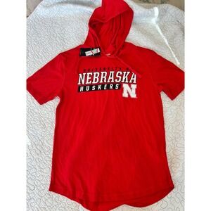University of Nebraska Huskers Red Short Sleeve Hoodie Men's Size Medium